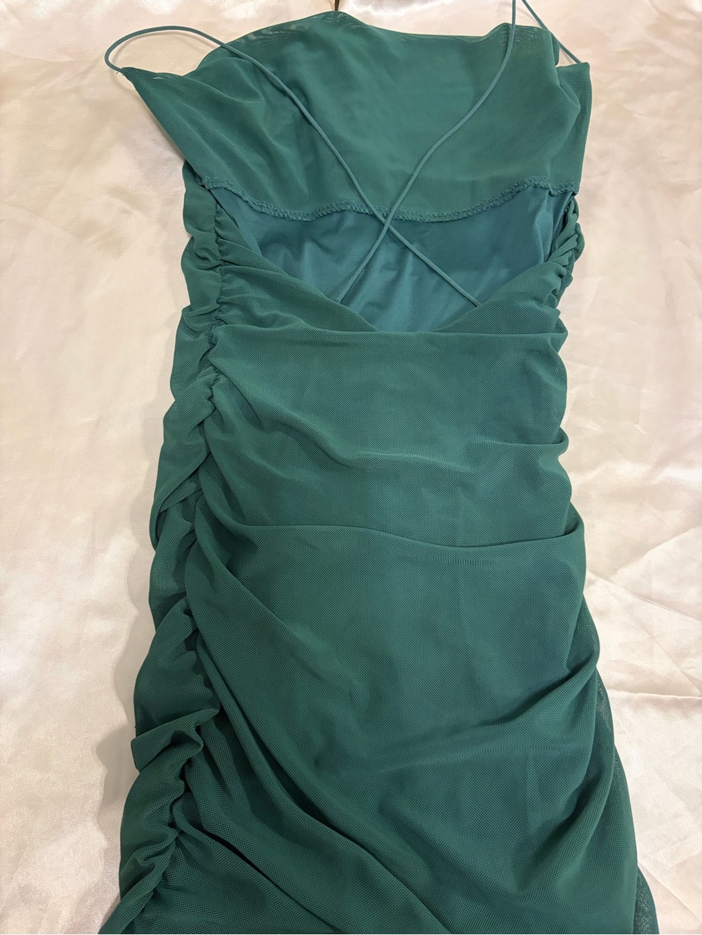 Garage Teal Strapless Ruched Slip Dress